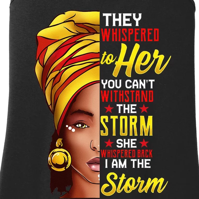 Black History Month African Woman Afro I Am The Storm Ladies Essential Tank