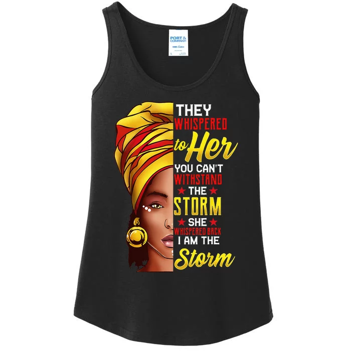 Black History Month African Woman Afro I Am The Storm Ladies Essential Tank