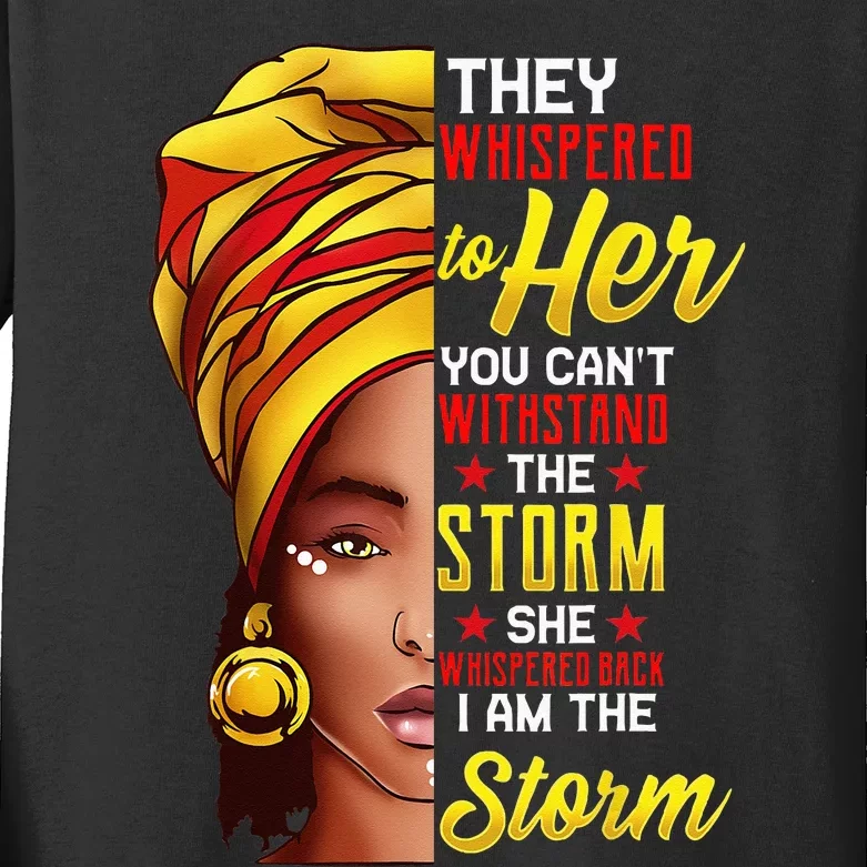 Black History Month African Woman Afro I Am The Storm Kids Long Sleeve Shirt