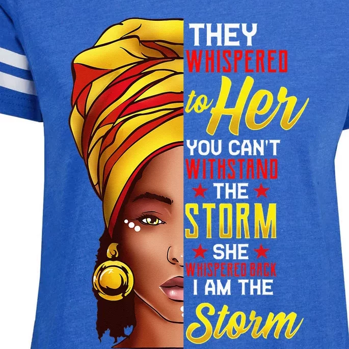 Black History Month African Woman Afro I Am The Storm Enza Ladies Jersey Football T-Shirt