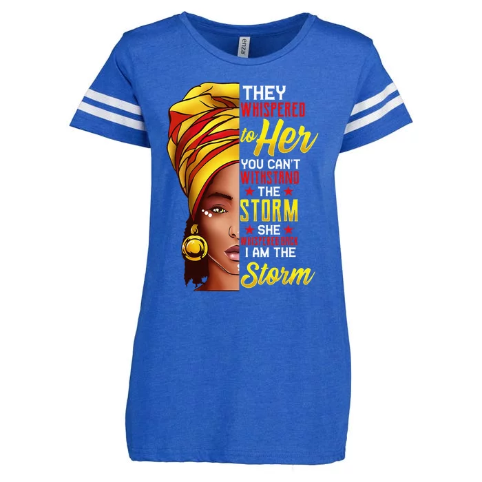 Black History Month African Woman Afro I Am The Storm Enza Ladies Jersey Football T-Shirt