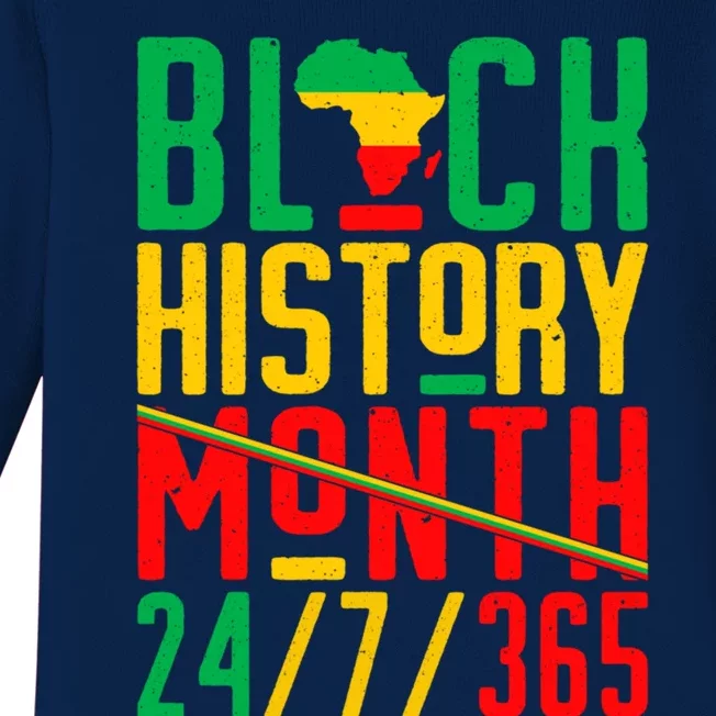 Black History Month 24/7/365 Juneteenth Proud Gift Baby Long Sleeve Bodysuit