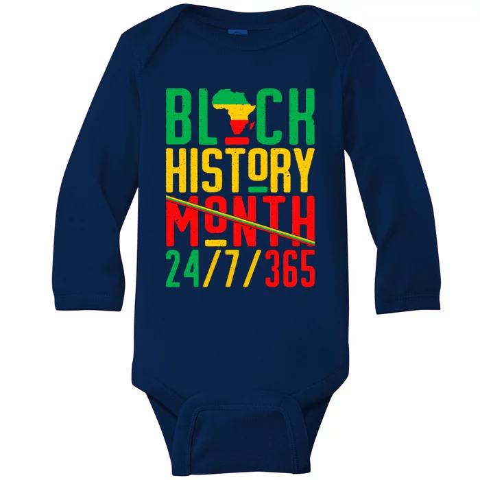 Black History Month 24/7/365 Juneteenth Proud Gift Baby Long Sleeve Bodysuit