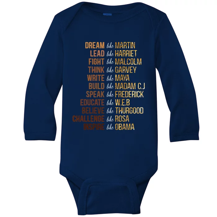 Black History Month Dream Like Martin African Leader Baby Long Sleeve Bodysuit