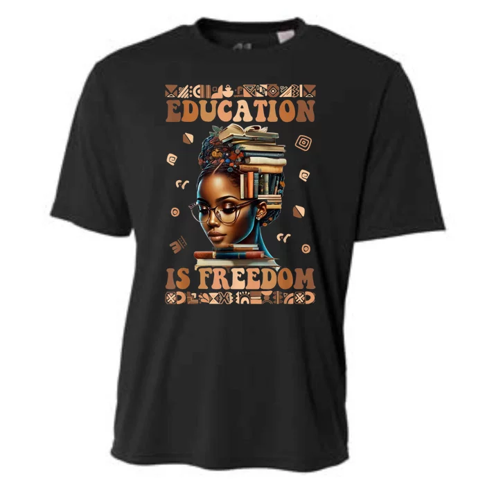 Black History Month Education Is Freedom Teacher Cooling Performance Crew T-Shirt