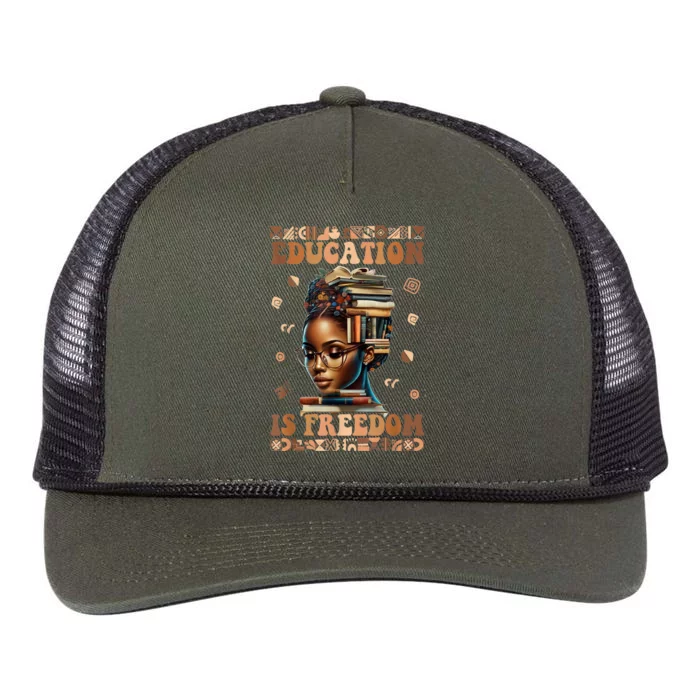 Black History Month Education Is Freedom Teacher Retro Rope Trucker Hat Cap