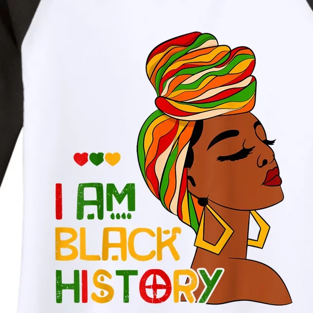 Black History Month Shirts I Am Black History African American Women's Tri-Blend 3/4-Sleeve Raglan Shirt