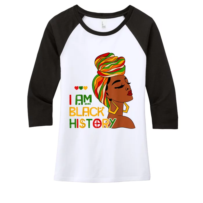 Black History Month Shirts I Am Black History African American Women's Tri-Blend 3/4-Sleeve Raglan Shirt