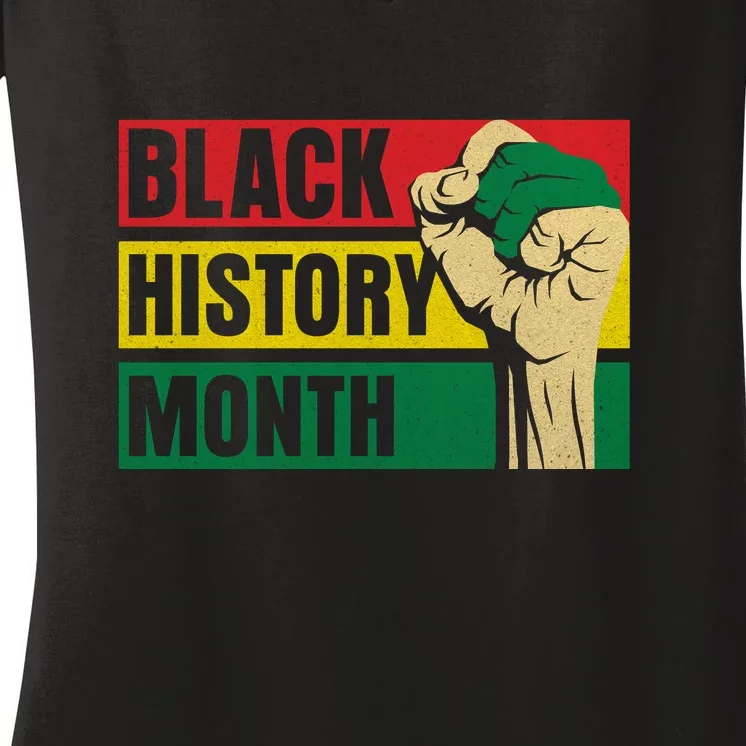 Black History Month Gift African Pride Melanin Freedom Women's V-Neck T-Shirt