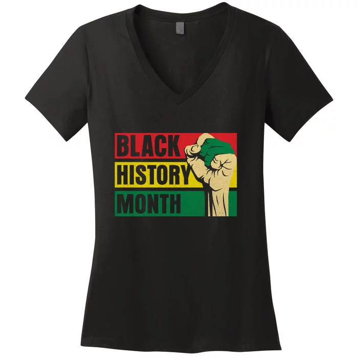 Black History Month Gift African Pride Melanin Freedom Women's V-Neck T-Shirt