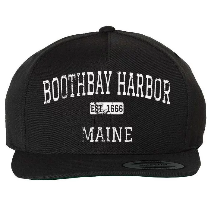 Boothbay Harbor Maine Me Vintage Wool Snapback Cap