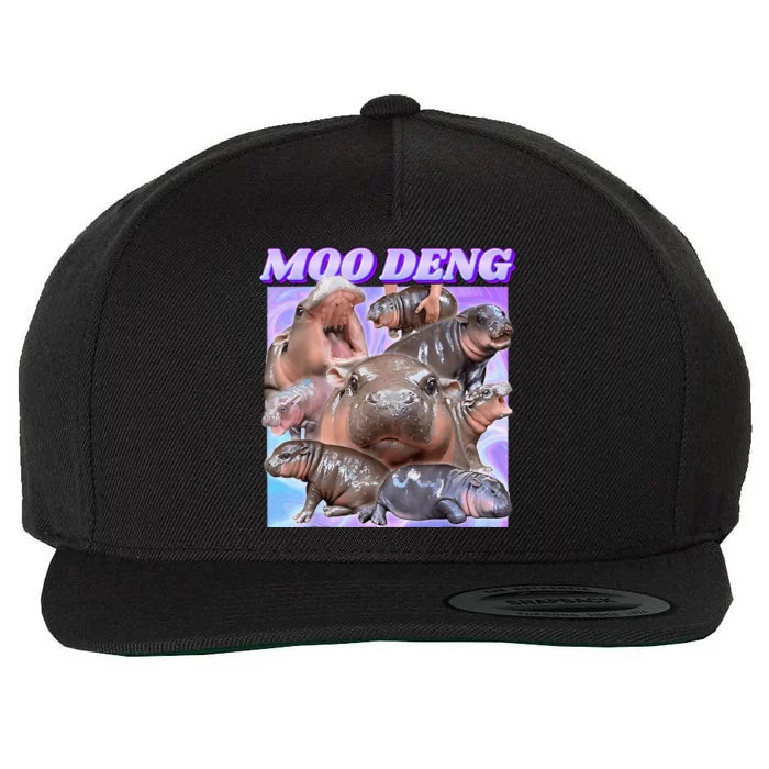 Baby Hippo Moo Deng Wool Snapback Cap