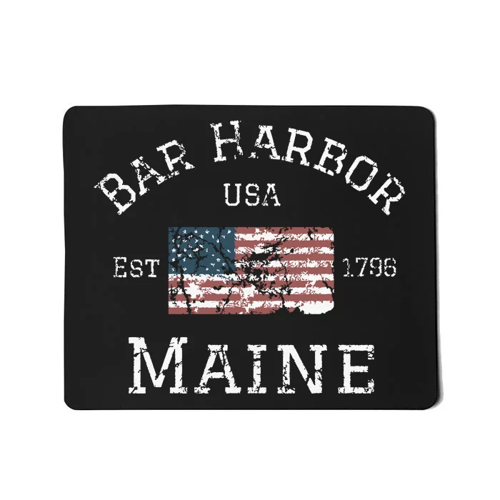 Bar Harbor Maine Usa American Flag Established Me Vintage Mousepad