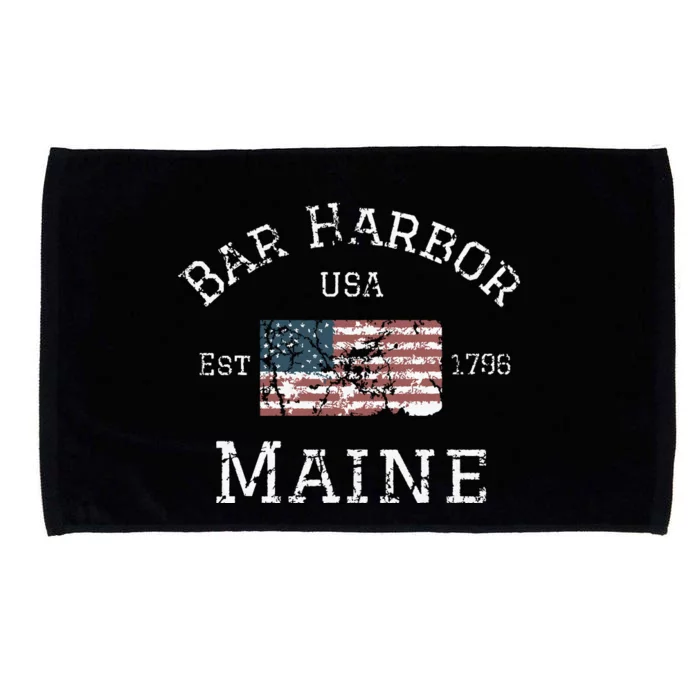 Bar Harbor Maine Usa American Flag Established Me Vintage Microfiber Hand Towel