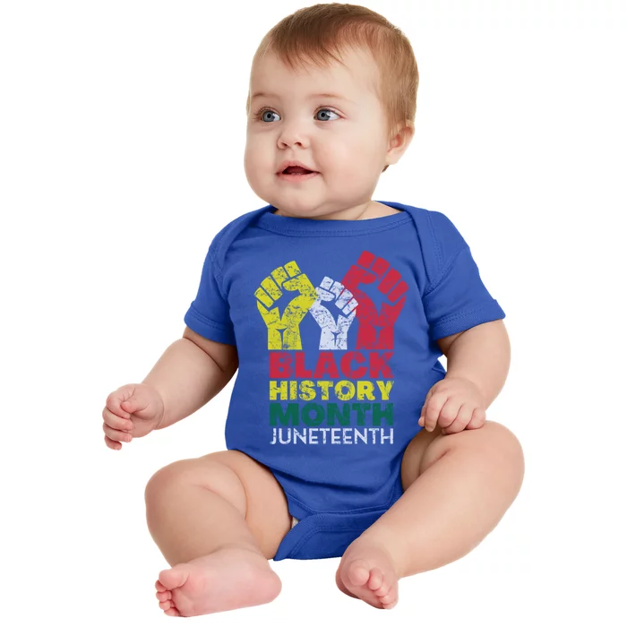 Black History Month And Junenth Pride Fists Cool Gift Baby Bodysuit