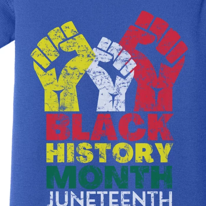 Black History Month And Junenth Pride Fists Cool Gift Baby Bodysuit