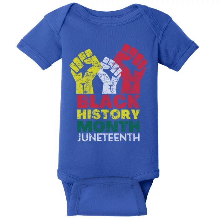 Black History Month And Junenth Pride Fists Cool Gift Baby Bodysuit