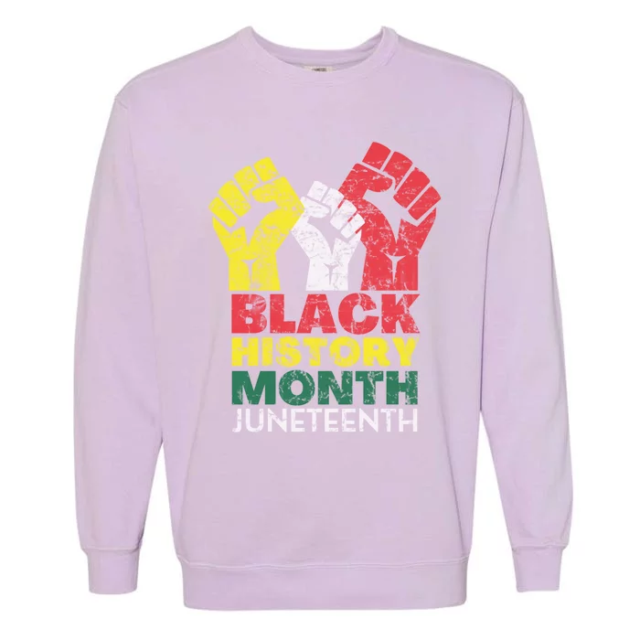 Black History Month And Junenth Pride Fists Cool Gift Garment-Dyed Sweatshirt