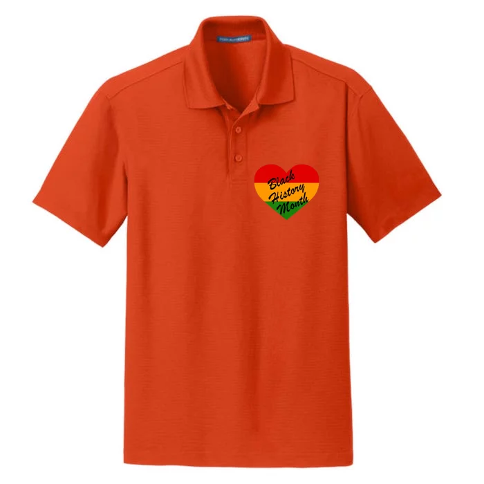 Black History Month Heart Love Dry Zone Grid Performance Polo