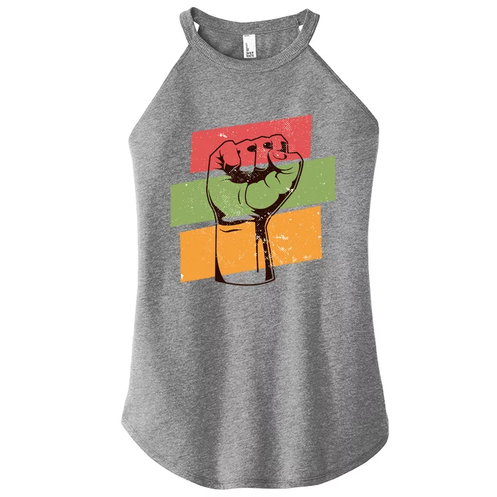 Black History Month L Black Pride Fist African Colors Gift Women’s Perfect Tri Rocker Tank