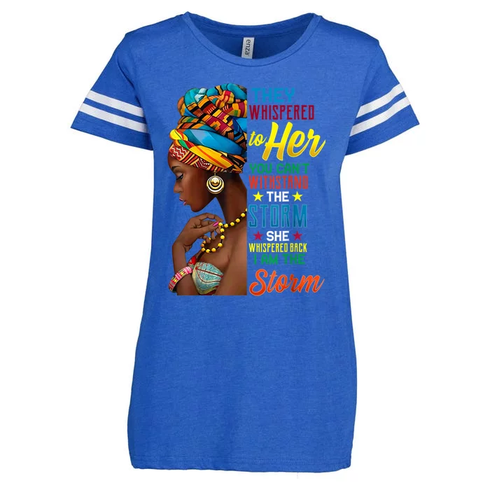 Black History Month African Woman Afro I Am The Storm Enza Ladies Jersey Football T-Shirt