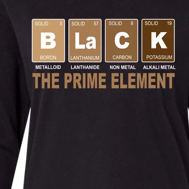 Black History Month Prime Element Womens Cotton Relaxed Long Sleeve T-Shirt