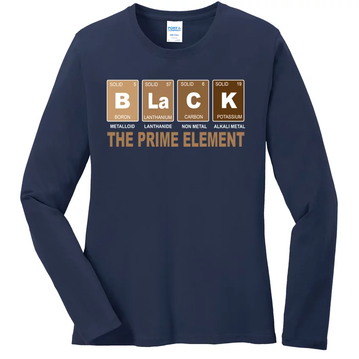 Black History Month Prime Element Ladies Long Sleeve Shirt