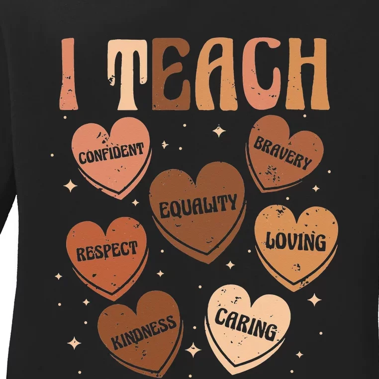 Black History Month I Teach Black History Teacher Retro Ladies Long Sleeve Shirt