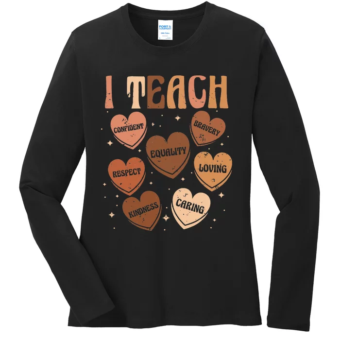 Black History Month I Teach Black History Teacher Retro Ladies Long Sleeve Shirt