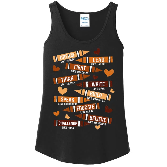 Black History Month Dream Like Martin Leaders Juneteenth Ladies Essential Tank