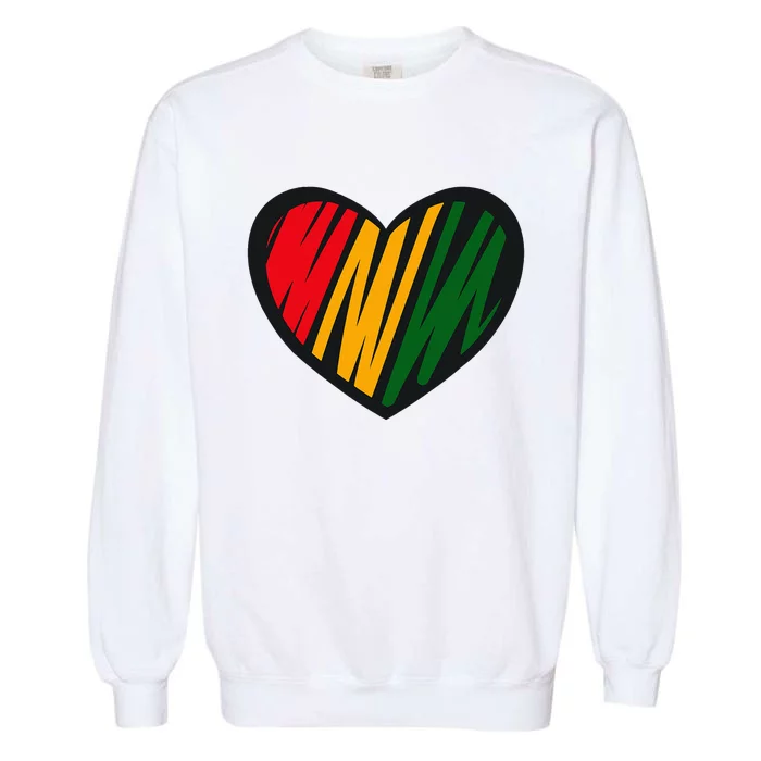 Black History Month Red Gold & Green Heart Garment-Dyed Sweatshirt