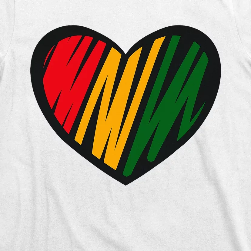 Black History Month Red Gold & Green Heart T-Shirt