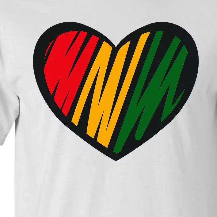 Black History Month Red Gold & Green Heart Tall T-Shirt