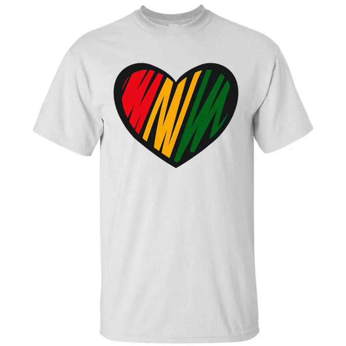 Black History Month Red Gold & Green Heart Tall T-Shirt