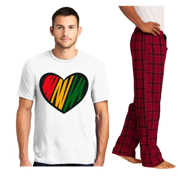 Black History Month Red Gold & Green Heart Pajama Set