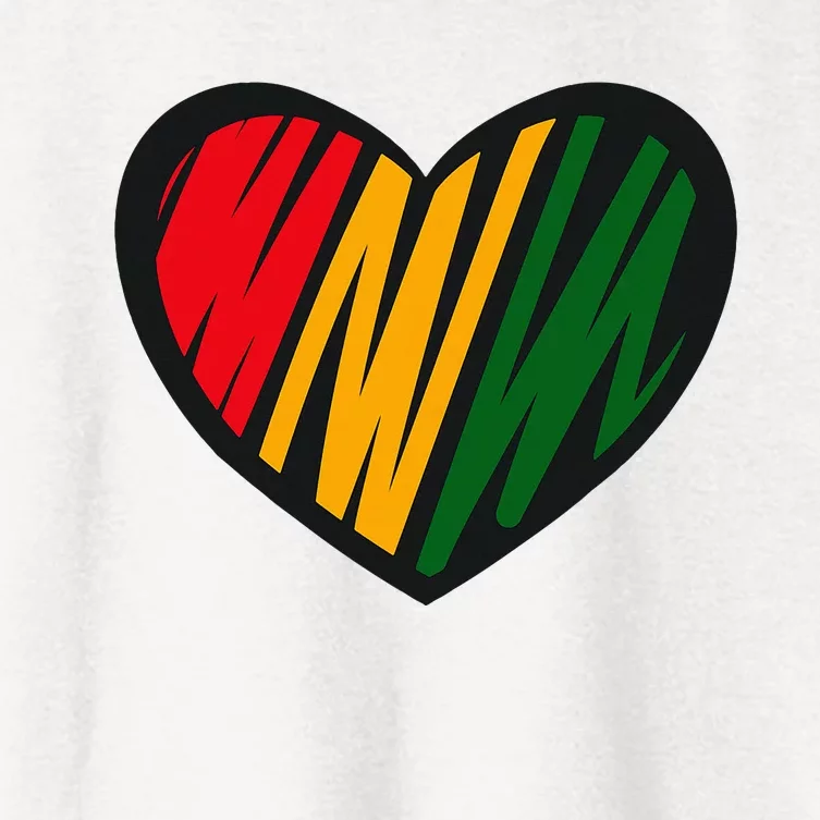 Black History Month Red Gold & Green Heart Women's Crop Top Tee