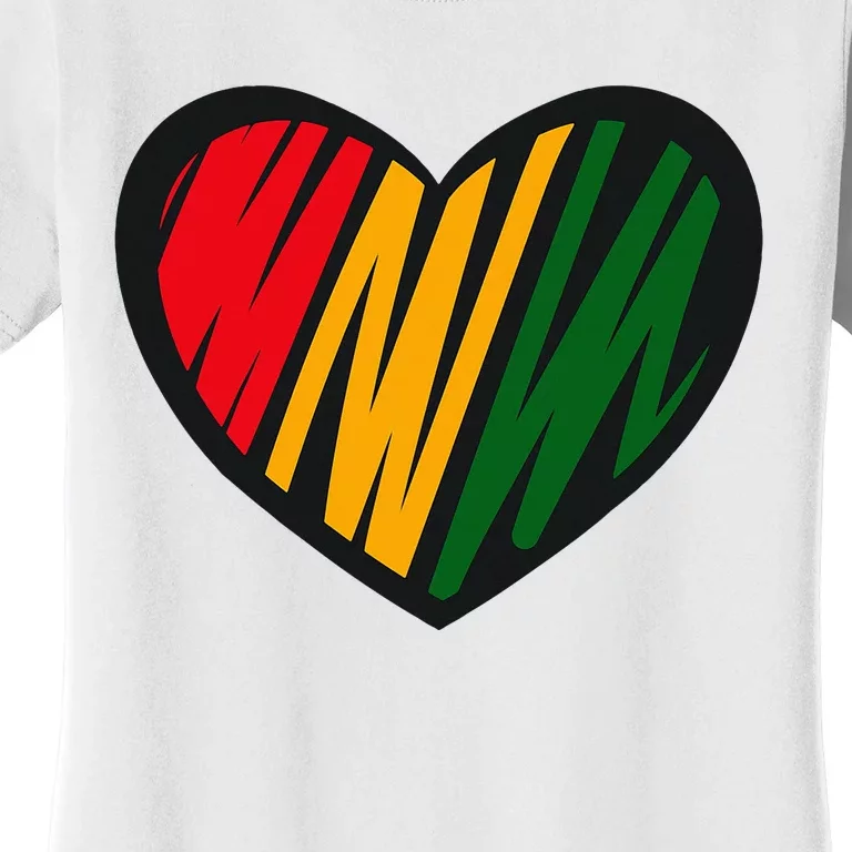 Black History Month Red Gold & Green Heart Women's T-Shirt