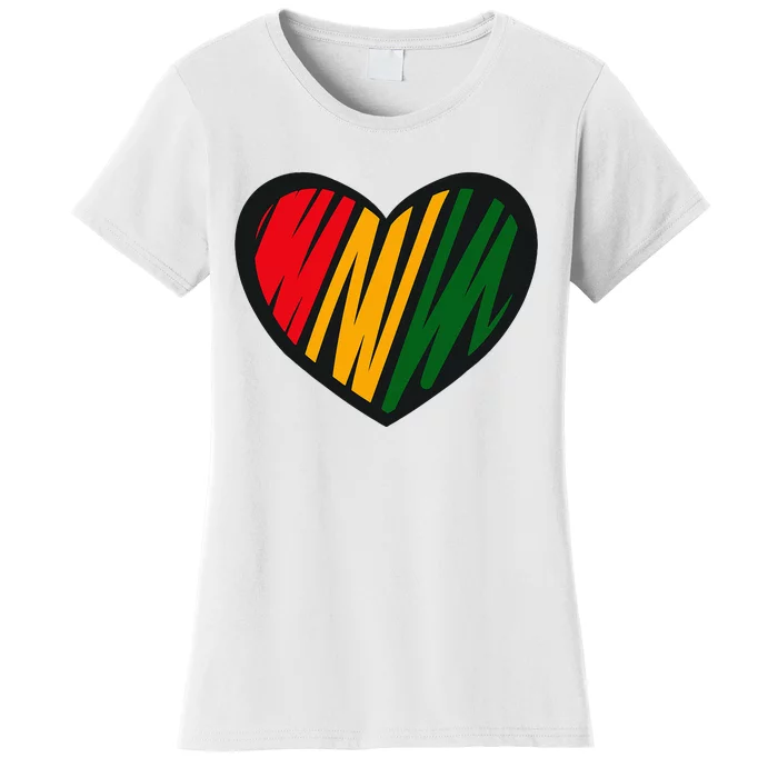 Black History Month Red Gold & Green Heart Women's T-Shirt