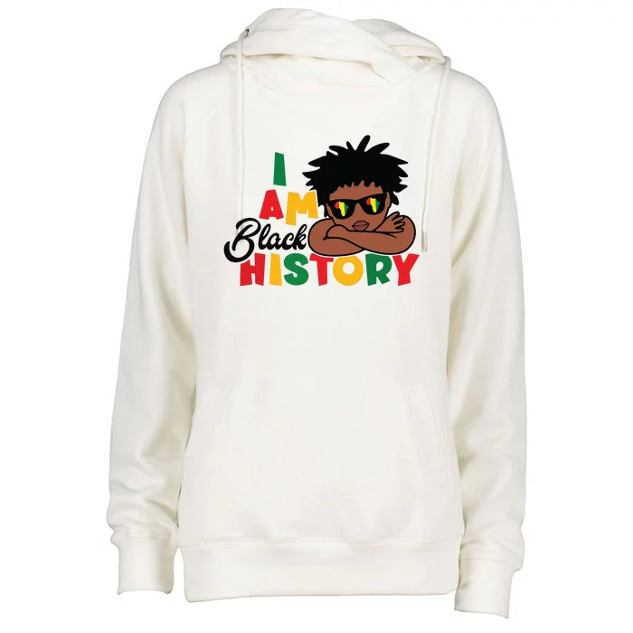 Black History Month Boy I Am African American Womens Funnel Neck Pullover Hood