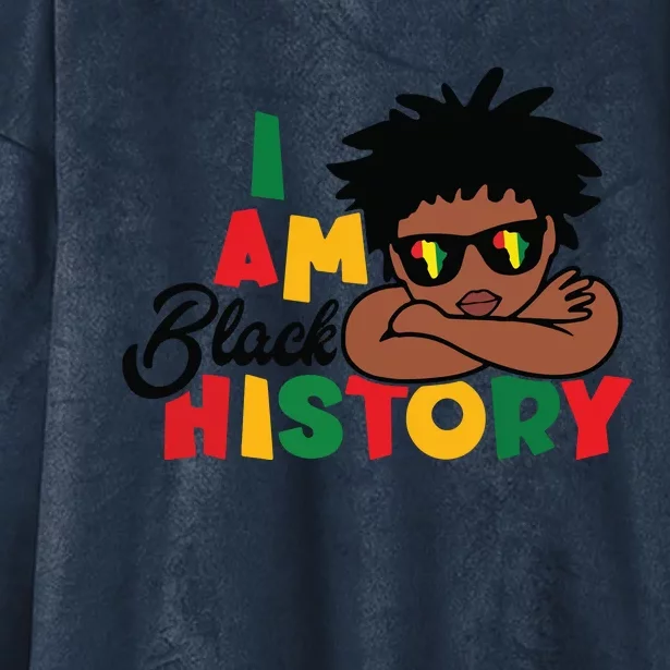 Black History Month Boy I Am African American Hooded Wearable Blanket