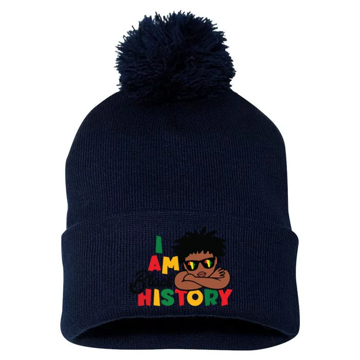 Black History Month Boy I Am African American Pom Pom 12in Knit Beanie