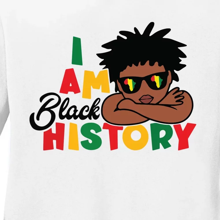 Black History Month Boy I Am African American Ladies Long Sleeve Shirt