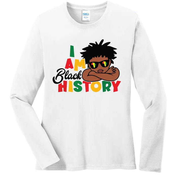 Black History Month Boy I Am African American Ladies Long Sleeve Shirt