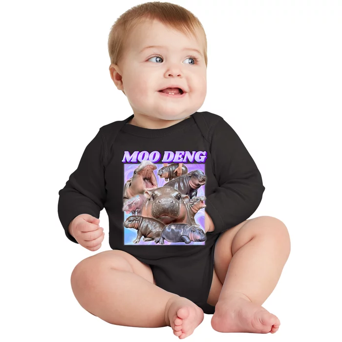 Baby Hippo Moo Deng Baby Long Sleeve Bodysuit