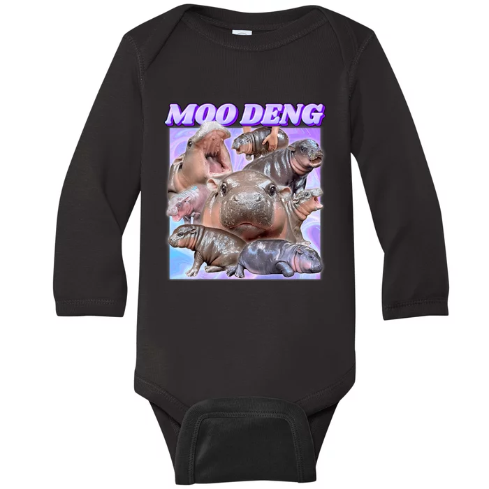 Baby Hippo Moo Deng Baby Long Sleeve Bodysuit