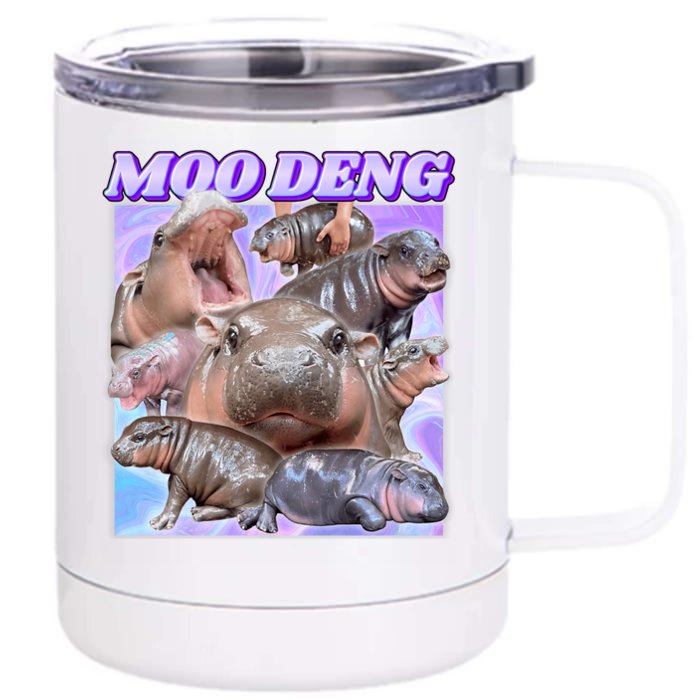 Baby Hippo Moo Deng Front & Back 12oz Stainless Steel Tumbler Cup