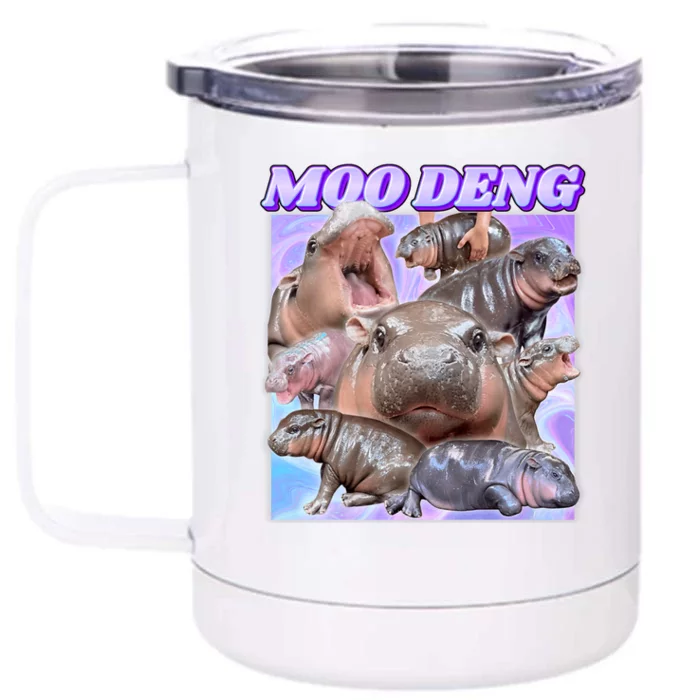 Baby Hippo Moo Deng Front & Back 12oz Stainless Steel Tumbler Cup