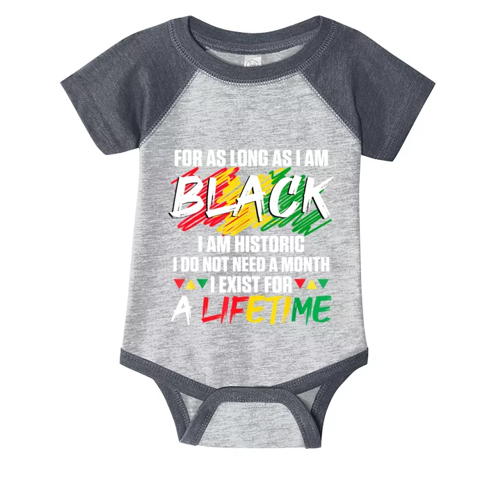 Black History Month For As Long As I Am Black I Am Historic Infant Baby Jersey Bodysuit