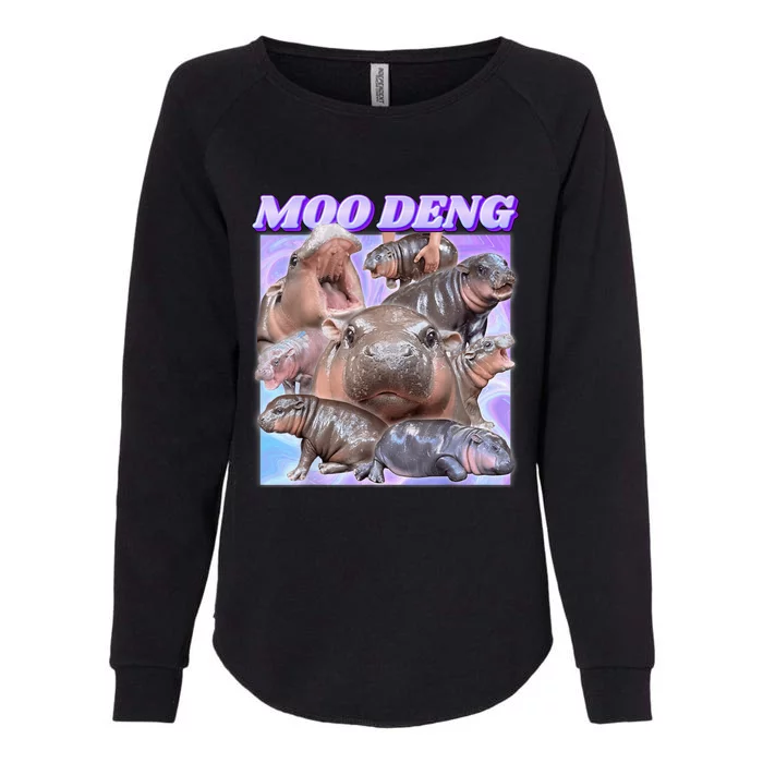 Baby Hippo Moo Deng Womens California Wash Sweatshirt