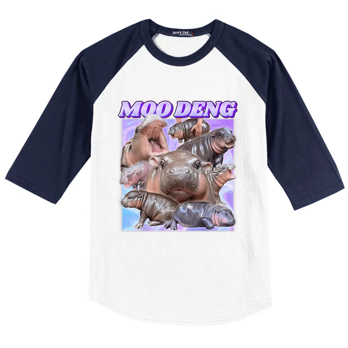 Baby Hippo Moo Deng Baseball Sleeve Shirt